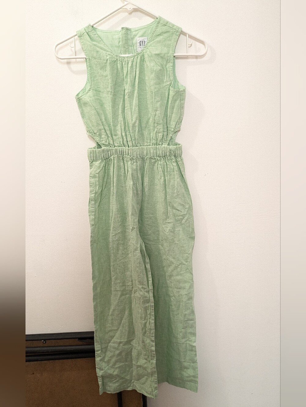 GAP Kids Light Green Sleeveless Linen Jumpsuit, Large (10), NWT